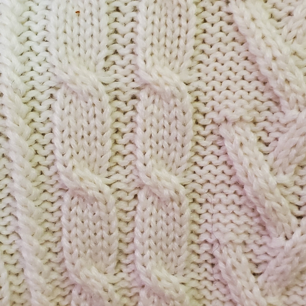 Tularosa Chunky Cream & Lavender Cable Knit Turtleneck Sweater, Size X-Large - Picture 9 of 15